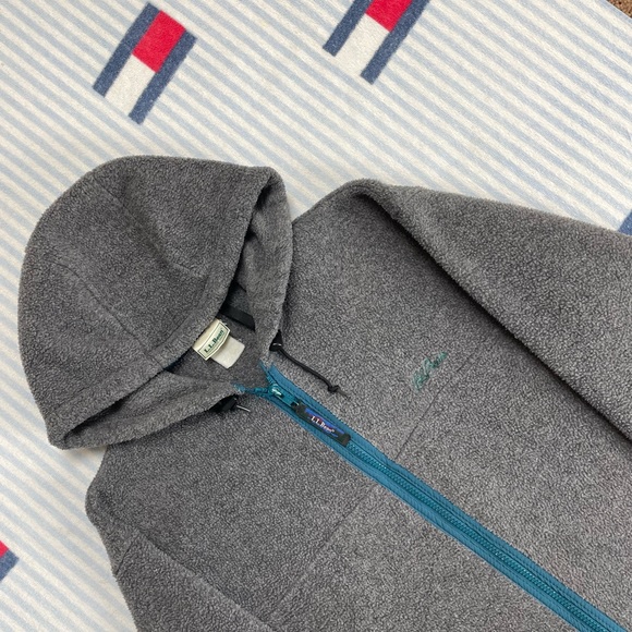 Vintage L.L. Bean Embroidered script fleece full zip up hooded jacket - Picture 4 of 13